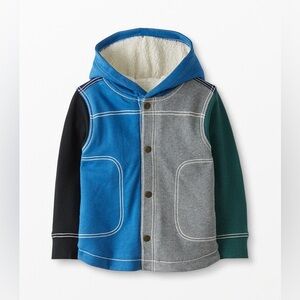 Hanna Andersson Sherpa Lined Colorblock Shirt Jacket In French Terry size 5